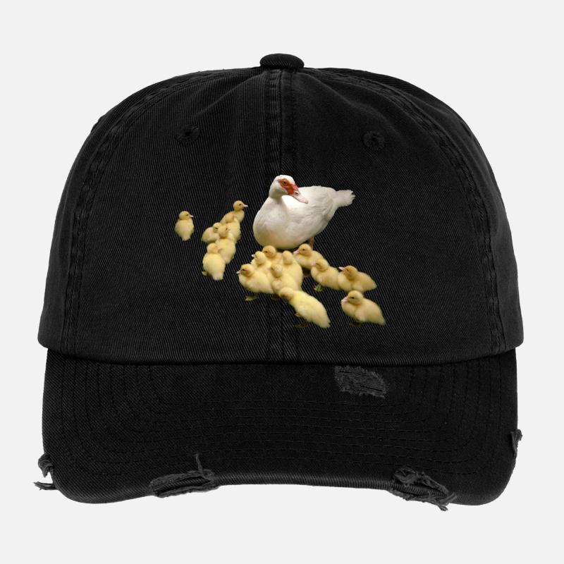 Flugente mit Küken Flexfit Vintage Destroyed Cap