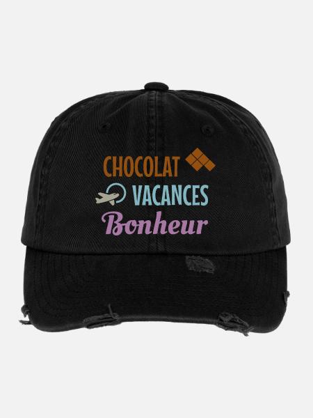 Chocolate Holiday Happiness - Flexfit Vintage Destroyed Cap - black - Front