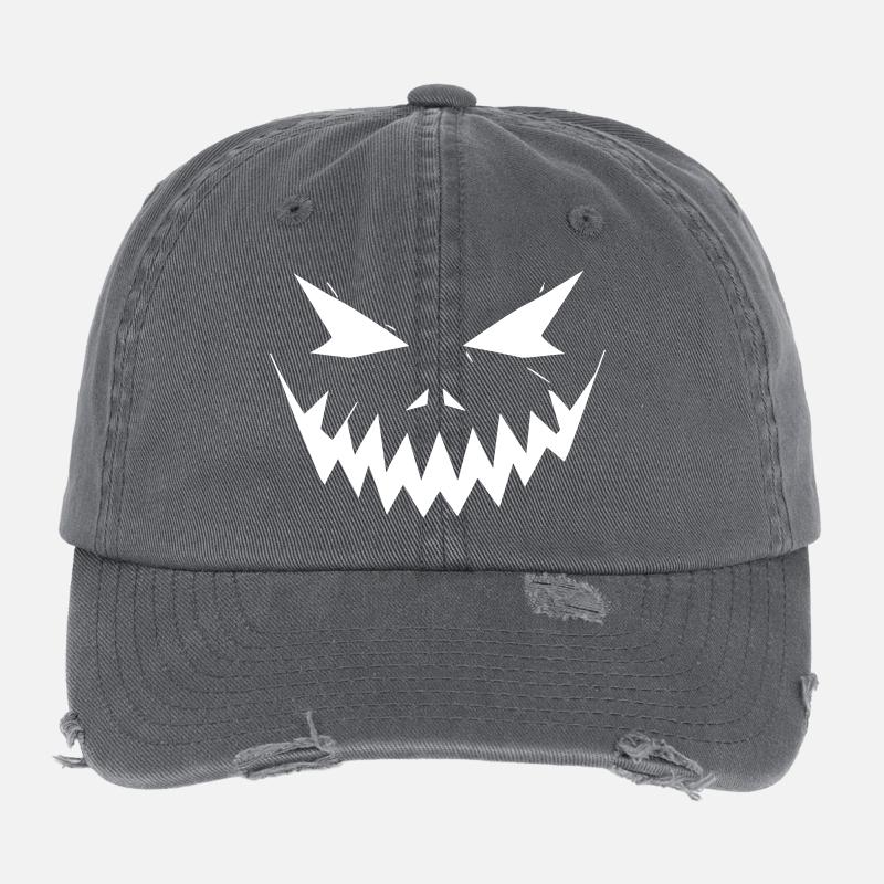 Halloween Face Jagged Smile Flexfit Vintage Destroyed Cap