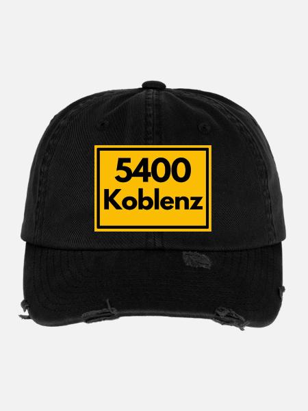 ANCIEN CODE POSTAL RÉTRO 5400 KOBLENZ ALLEMAND - Casquette vintage effet usé Flexfit - noir - Devant