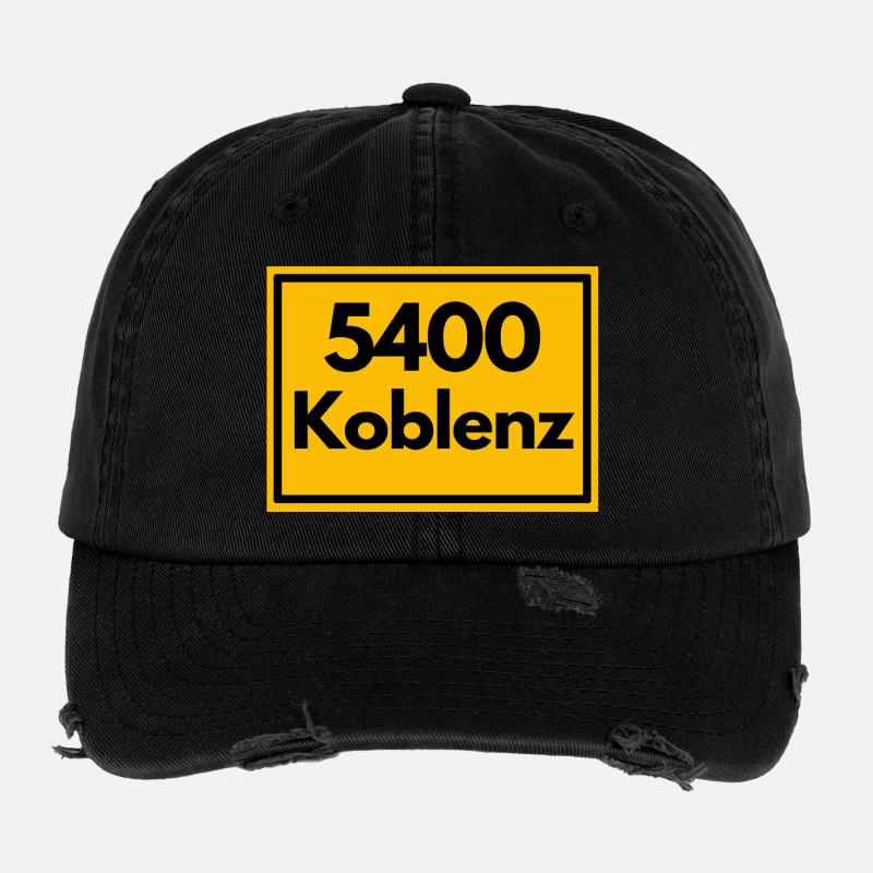 OLD POSTCODE POSTCODE RETRO 5400 KOBLENZ GERMAN Flexfit Vintage Destroyed Cap