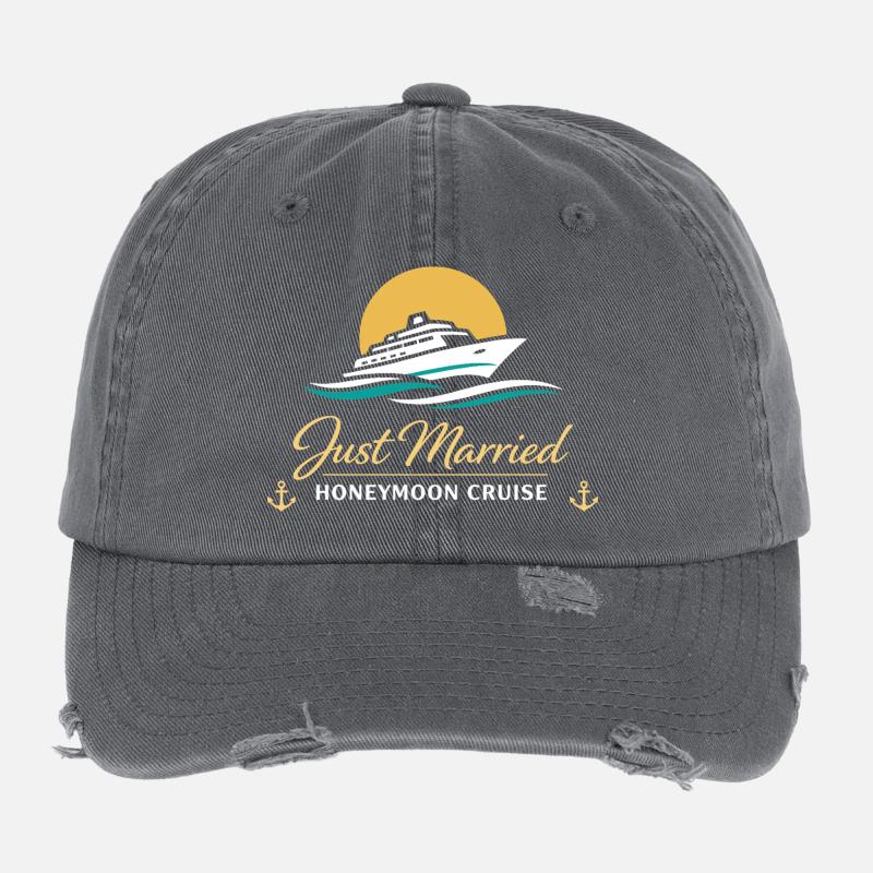Flitterwochen Just Married Geschenk Paare Flexfit Vintage Destroyed Cap