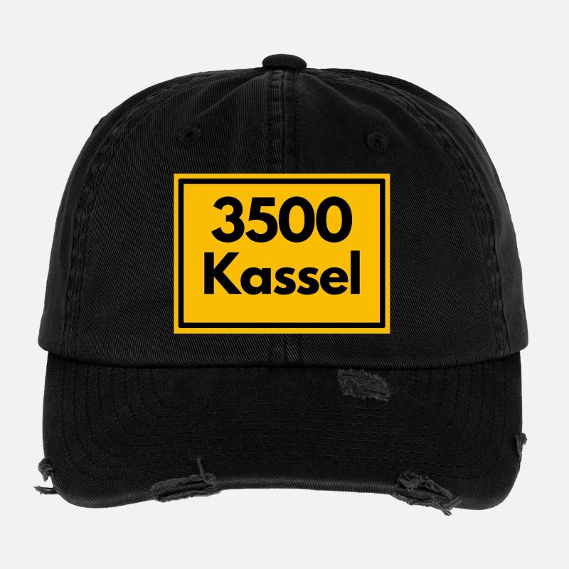 OLD POSTCODE POSTCODE RETRO 3500 KASSEL LÖWENSTADT Flexfit Vintage Destroyed Cap