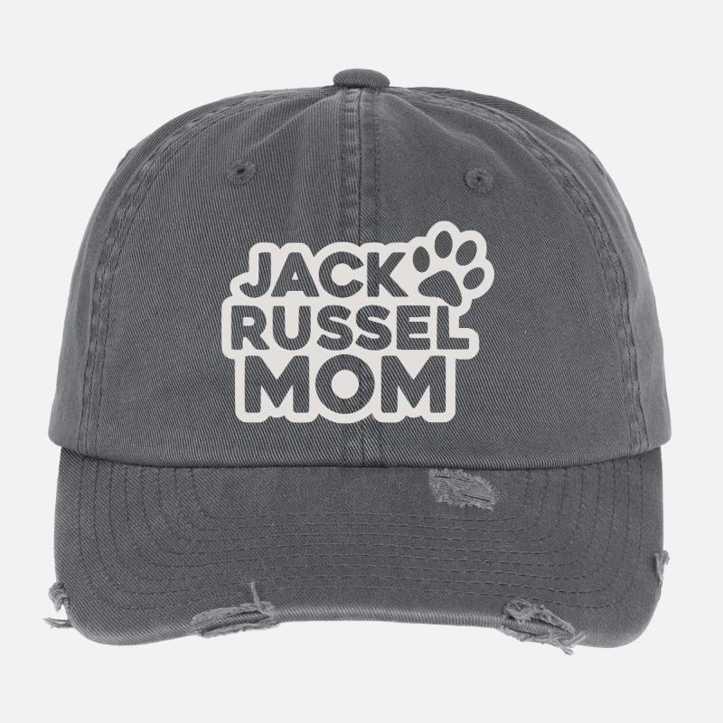 Jack Russell Mom  Flexfit Vintage Destroyed Cap