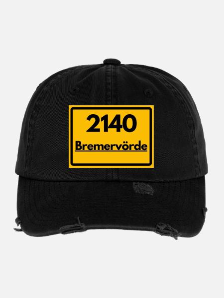 ANCIEN CODE POSTAL RETRO 2140 BREMERVÖRDE - Casquette vintage effet usé Flexfit - noir - Devant