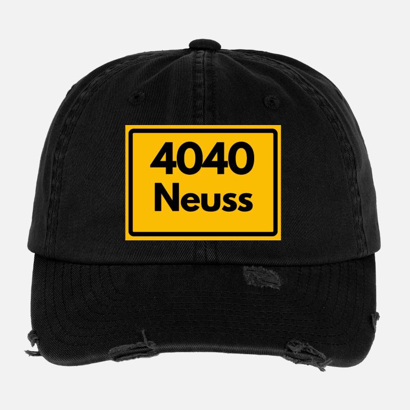 ANCIEN CODE POSTAL RÉTRO 4040 CITY NEUSS - Casquette vintage effet usé Flexfit - noir