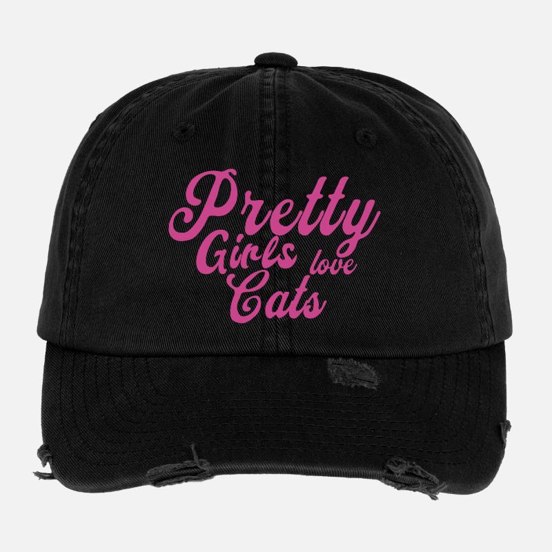 Pink Katzenliebe Spruch Flexfit Vintage Destroyed Cap