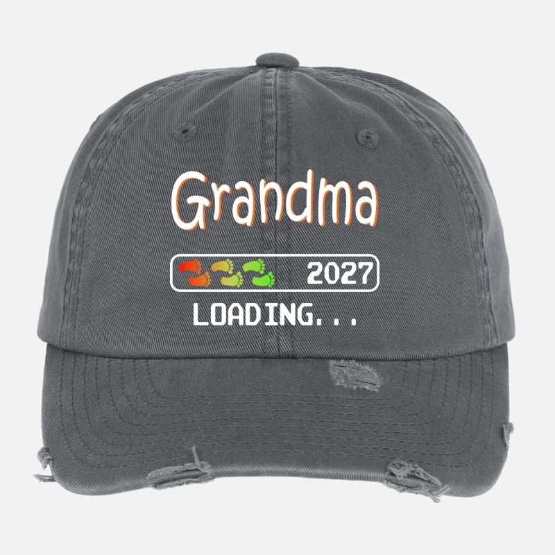 Grandma-to-be 2027 loading future grandmother Flexfit Vintage Destroyed Cap