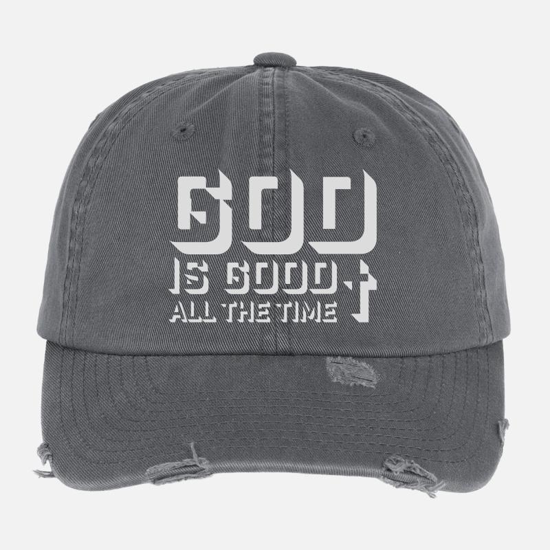 God Is Good All The Time Glaube Christlich Spruch Flexfit Vintage Destroyed Cap