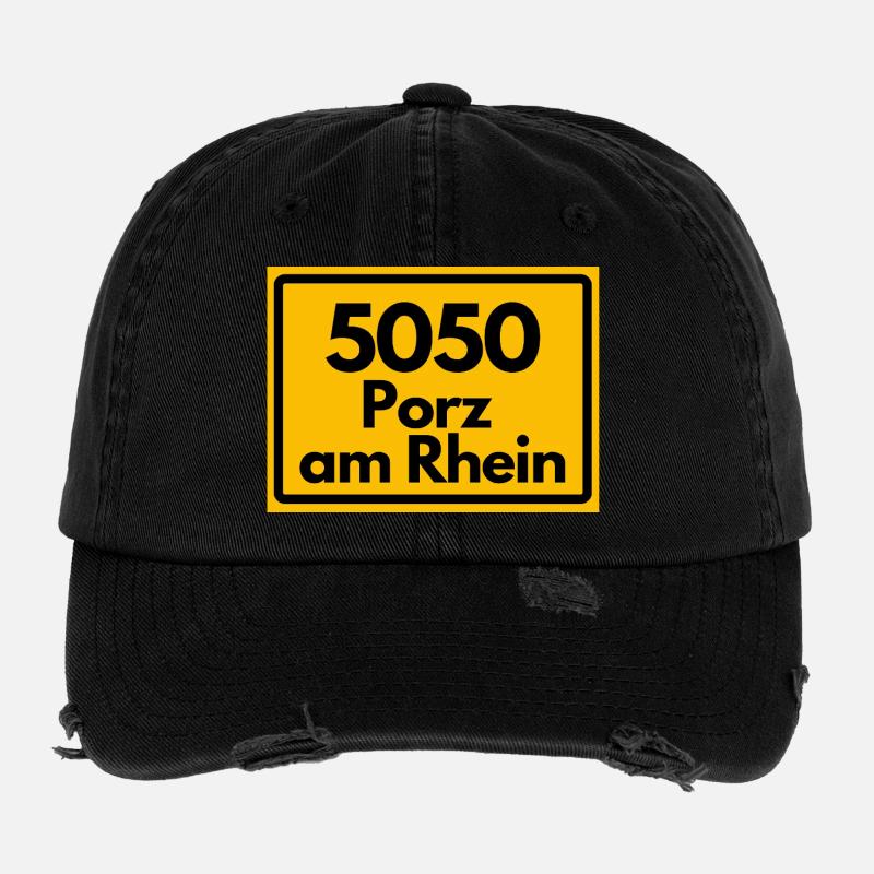 ALTE POSTLEITZAHL PLZ RETRO 5050 PORZ AM RHEIN Flexfit Vintage Destroyed Cap