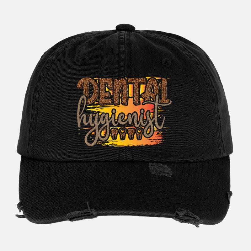 Leopard Hygienist Sunset Script Flexfit Vintage Destroyed Cap