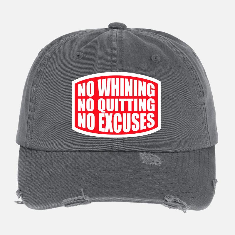 Pas de plaintes, pas d’abandon, pas d’excuses, motivation pour la salle de sport Casquette vintage effet usé Flexfit