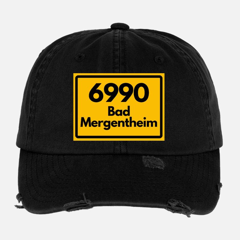 ALTE POSTLEITZAHL PLZ RETRO 6990 BAD MERGENTHEIM  Flexfit Vintage Destroyed Cap