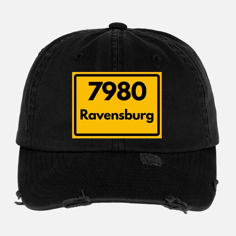 OLD POSTCODE ZIP CODE RETRO 7980 RAVENSBURG HEIMAT Flexfit Vintage Destroyed Cap