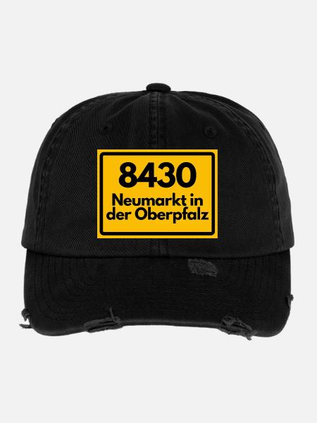 ALTE POSTLEITZAHL 8430 NEUMARKT IN DER OBERPFALZ - Flexfit Vintage Destroyed Cap - Schwarz - Vorne