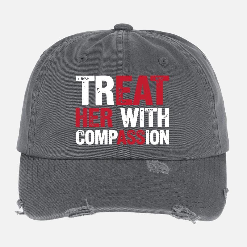 Traitez-la avec compassion Casquette vintage effet usé Flexfit