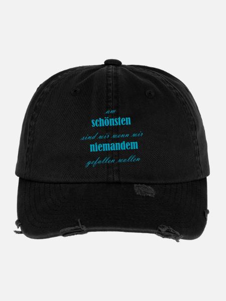 Best when we don't please anyone - Flexfit Vintage Destroyed Cap - black - Front
