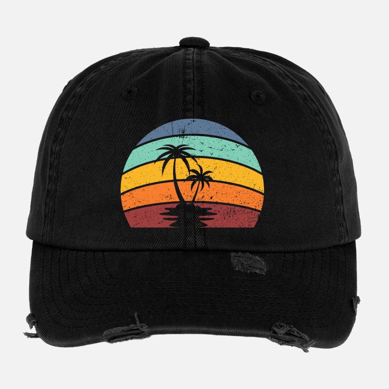 été palmier plage 1 Casquette vintage effet usé Flexfit