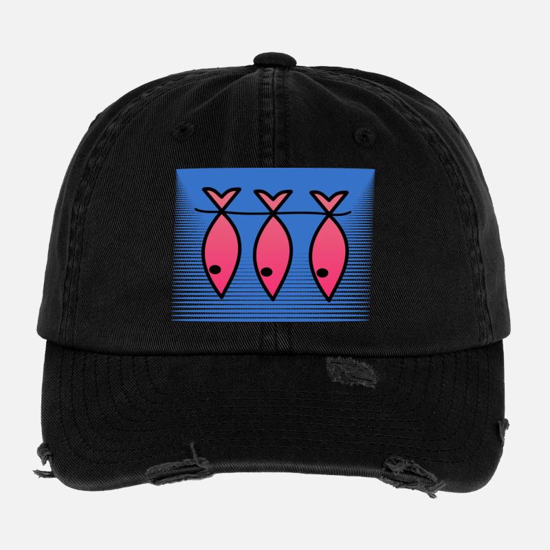 FISH. APRIL FOOL. HOLIDAY. SUMMER. HUMOR Flexfit Vintage Destroyed Cap