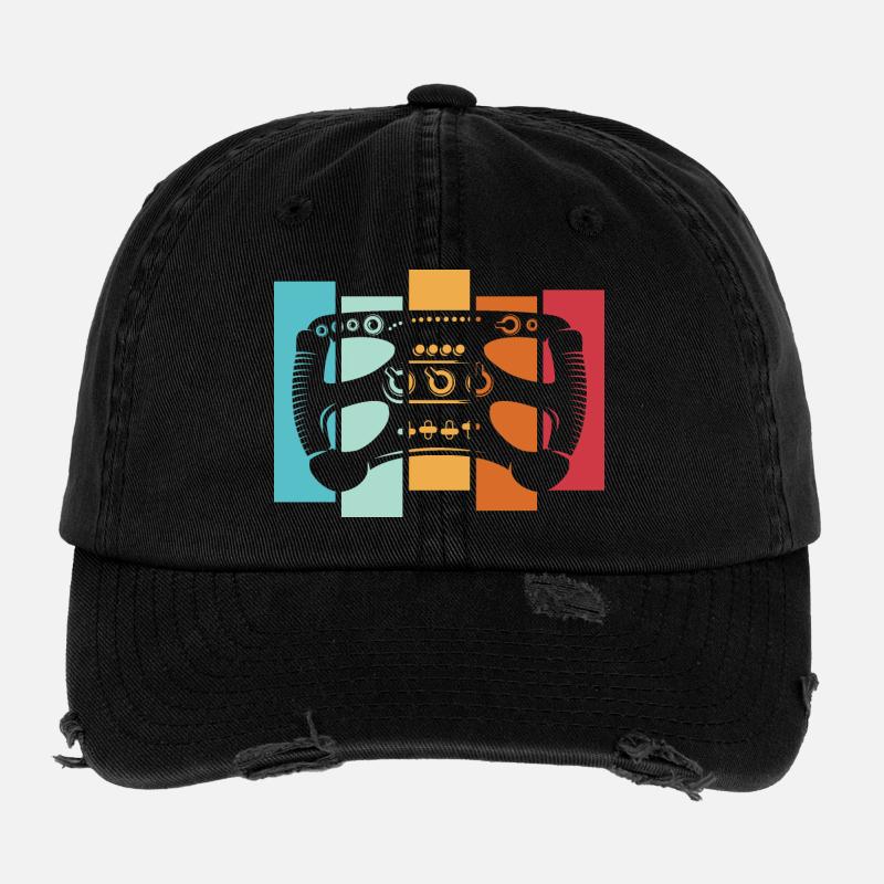 retro racing sim formula Lenkrad vintage Auto Logo Flexfit Vintage Destroyed Cap