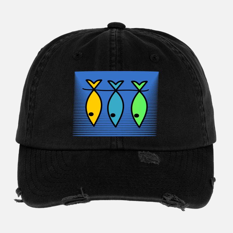 FISH. SARDINE. APRIL FOOLS. SEA. OCEAN Flexfit Vintage Destroyed Cap