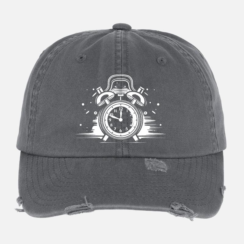Alarm Clock Drawing Flexfit Vintage Destroyed Cap