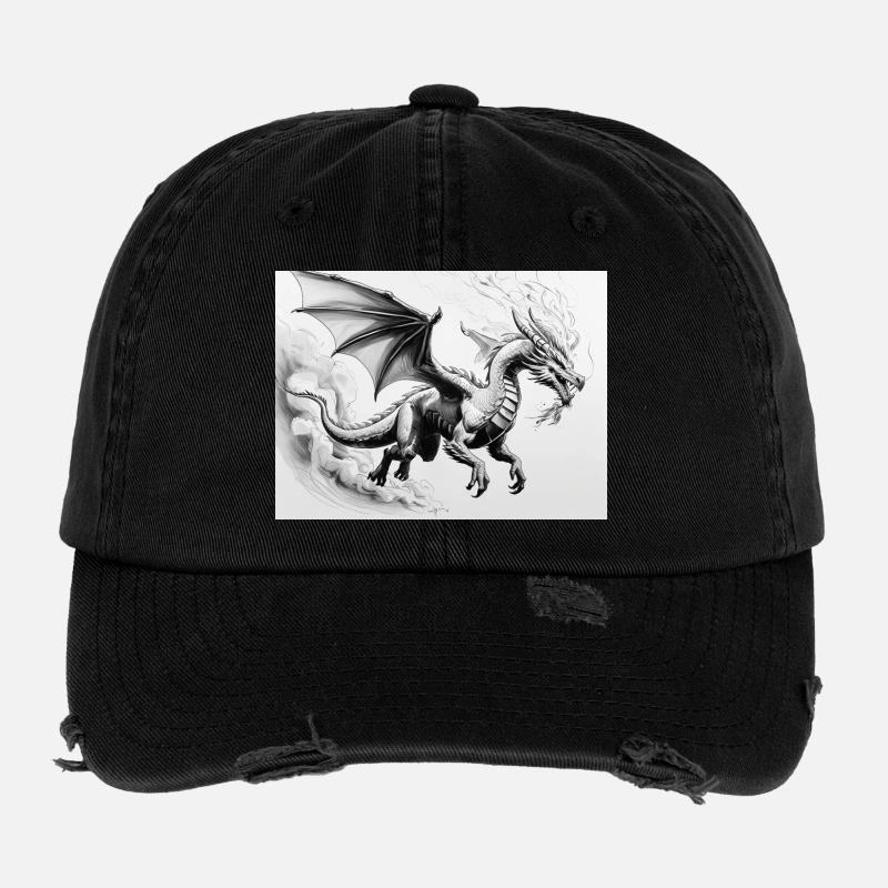 Dragon déterminé avec des ailes de feu Casquette vintage effet usé Flexfit