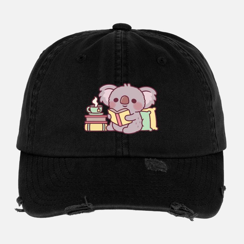 Süßer Koala, der ein Buch liest Flexfit Vintage Destroyed Cap