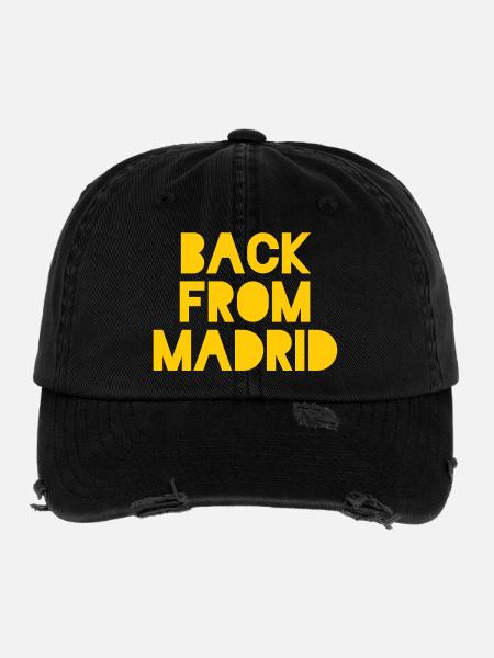 Ausdrucksstarke Madrid-Illustration auf Kleidung - Flexfit Vintage Destroyed Cap - Schwarz - Vorne