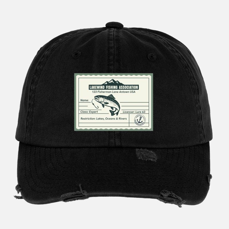 Permis de pêche – Lakewind Association Casquette vintage effet usé Flexfit