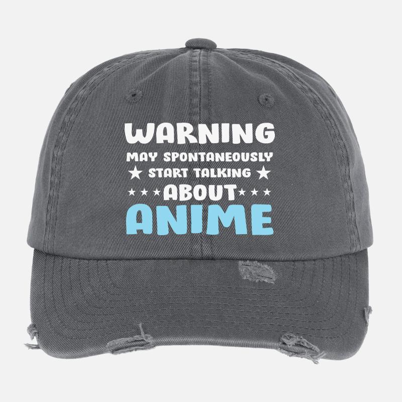 Anime Gesprächs-Warnung Spruch Shirt Flexfit Vintage Destroyed Cap