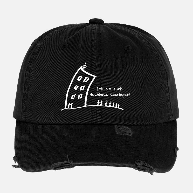 High-rise superior - funny saying - pun -w - Flexfit Vintage Destroyed Cap - black