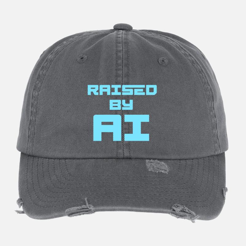 RAISED BY AI Flexfit Vintage Destroyed Cap