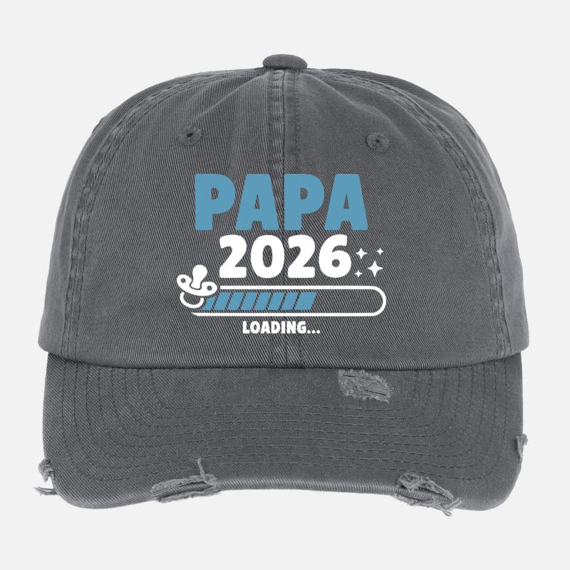 Papa 2026 Loading... Flexfit Vintage Destroyed Cap