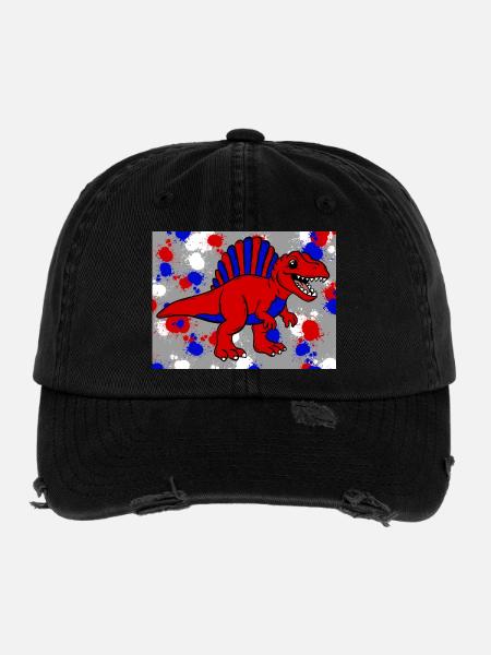 Spinosaurus Dino - Flexfit Vintage Destroyed Cap - Schwarz - Vorne