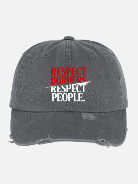 Respecter les frontières Respecter les gens - Groenland - Casquette vintage effet usé Flexfit - charbon - Devant