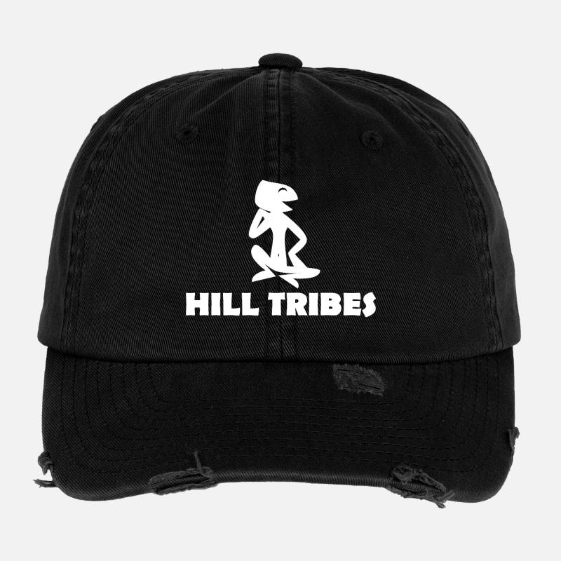 HILL TRIBES - Flexfit Vintage Destroyed Cap - Schwarz