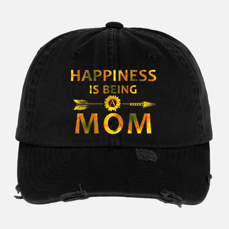 Glück ist, Mutter zu sein – Sonnenblumen-Muttertag Flexfit Vintage Destroyed Cap