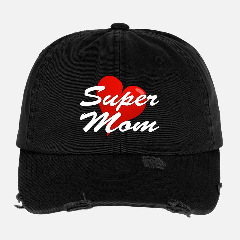SUPER MOM - Flexfit Vintage Destroyed Cap - Schwarz