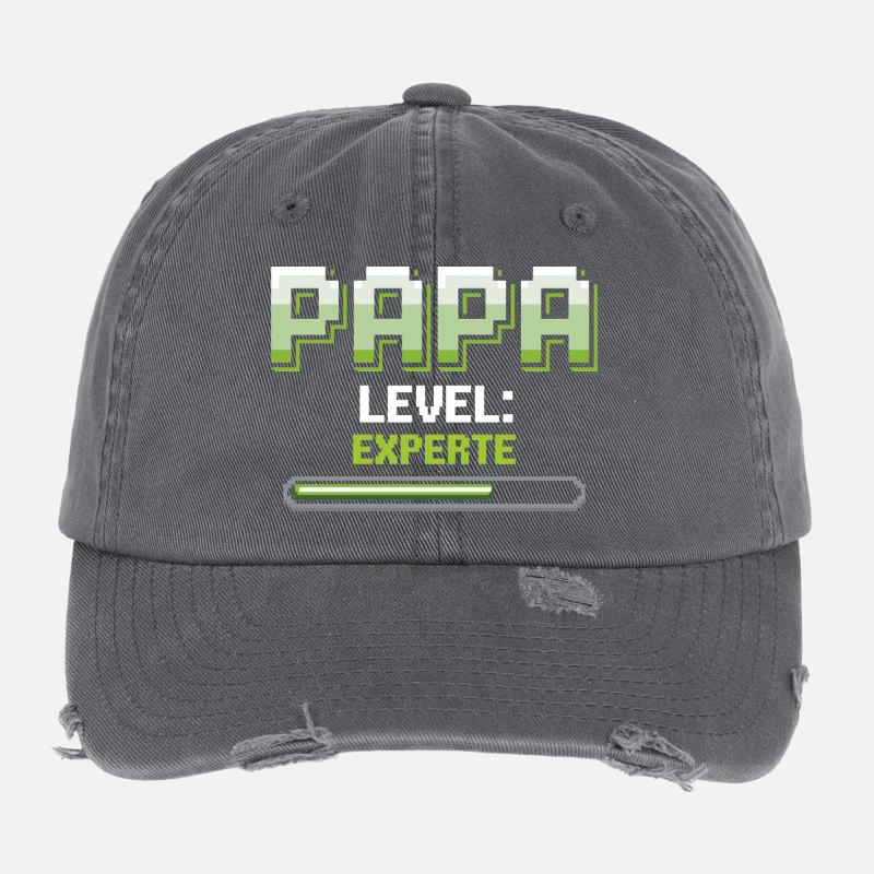 Papa Level Up Experte Gaming Flexfit Vintage Destroyed Cap