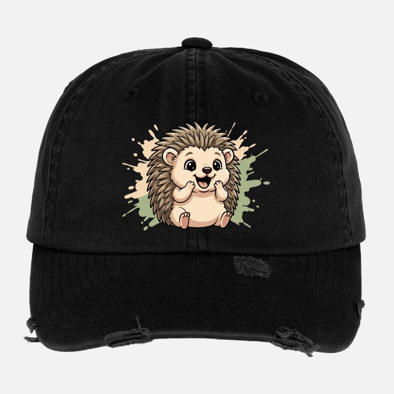 Kuscheliger Igel auf Pastellspritz Flexfit Vintage Destroyed Cap