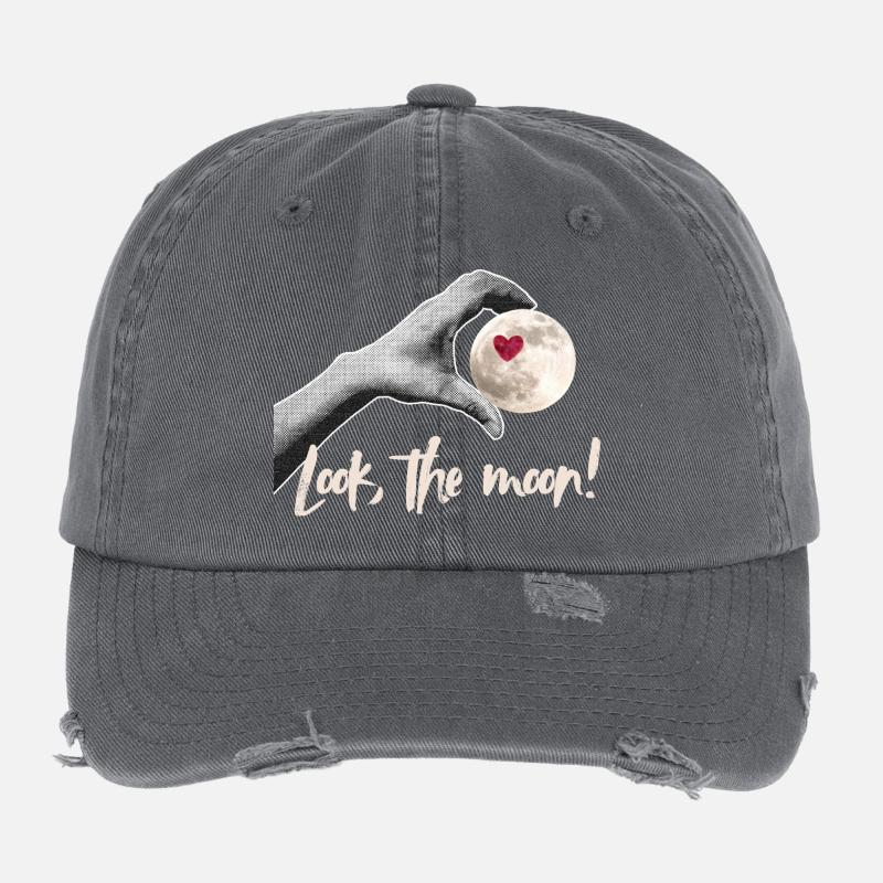 Look the moon! Moonlover Design Flexfit Vintage Destroyed Cap