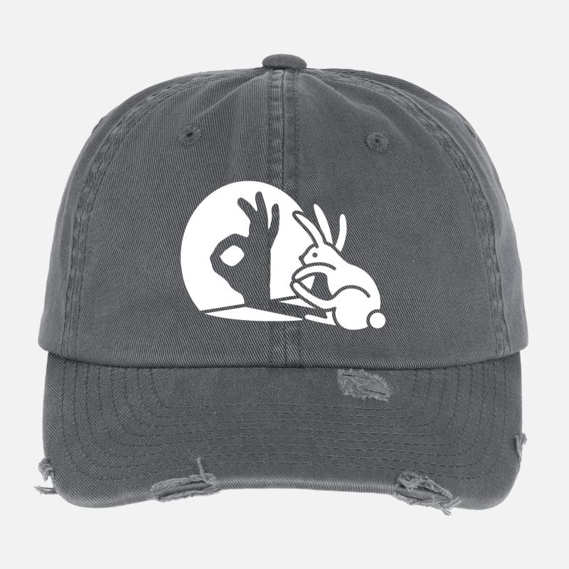 Rabbit shadow hand OK gesture sign Okay pico bello Flexfit Vintage Destroyed Cap