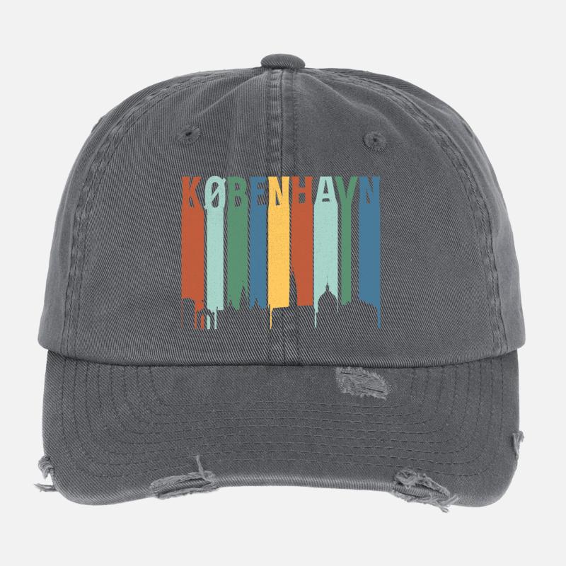 København Neon Skyline Pattern Casquette vintage effet usé Flexfit