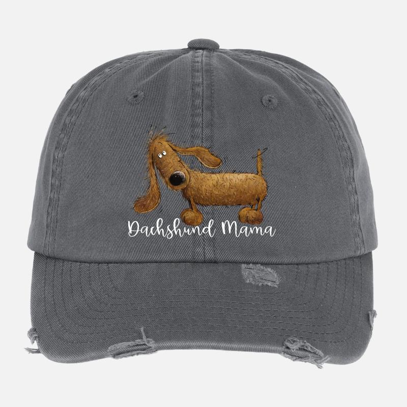 Dachshund Mama For Dachshund Mistress Flexfit Vintage Destroyed Cap