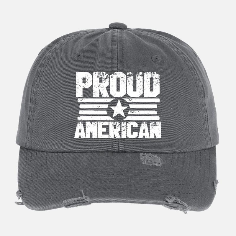 proud american print Flexfit Vintage Destroyed Cap