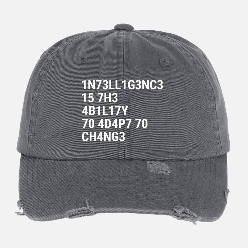 Intelligence is the ability to adapt to change Whi Flexfit Vintage Destroyed Cap