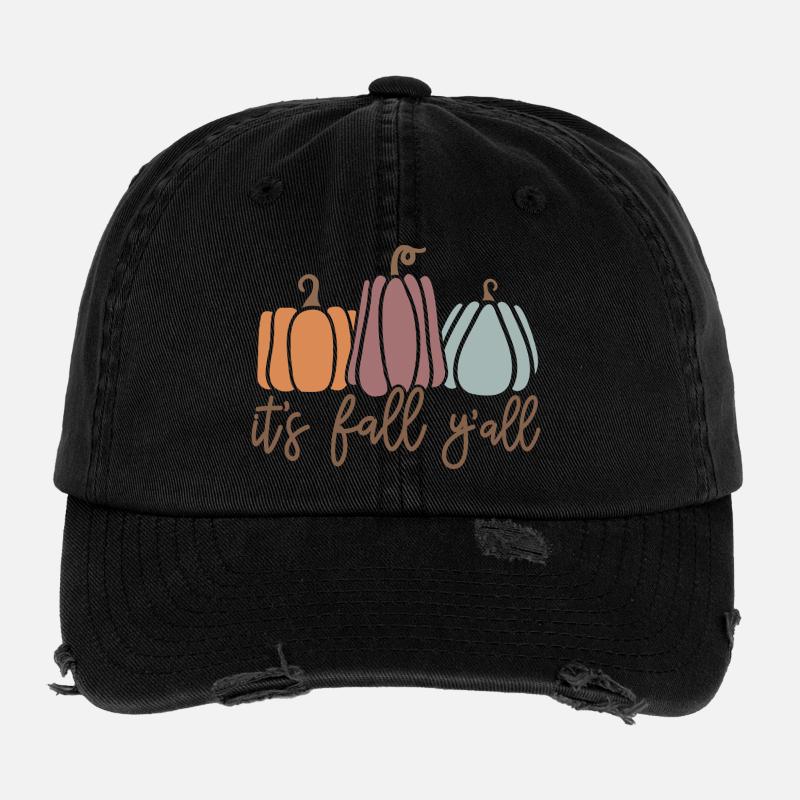 Pastellfarbene Kürbisse mit herbstlichem Text Organisches Design Flexfit Vintage Destroyed Cap