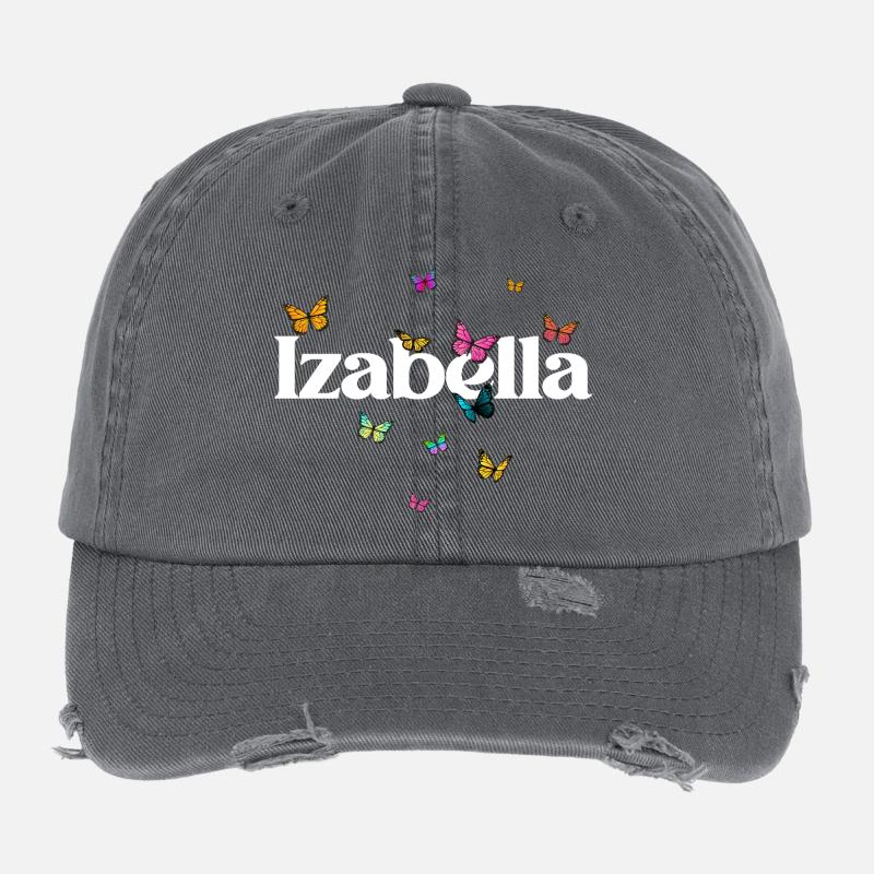 Schöner Mädchenname mit Schmetterlingen IZABELLA Flexfit Vintage Destroyed Cap