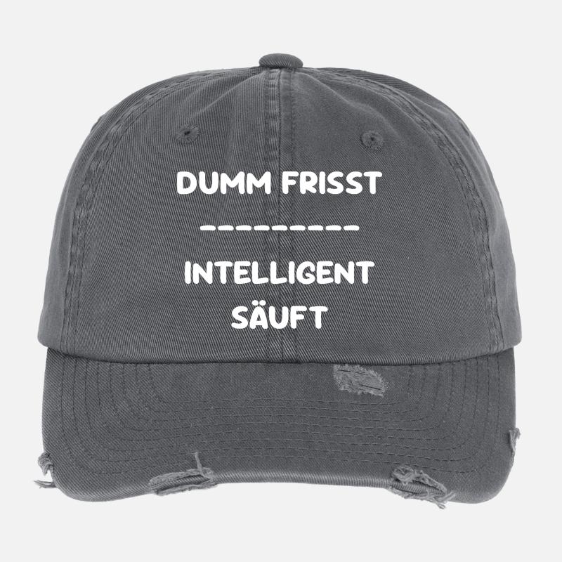 Dumm Frisst - Intelligent Säuft Flexfit Vintage Destroyed Cap